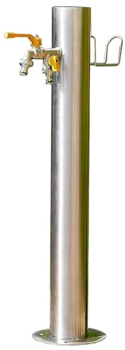 Genérico Fuente de Agua para Exterior con Doble Grifo, Grifo cilíndrico Vertical para jardín, Columna de Agua Resistente a Las heladas para césped, Patio y terraza - 86 x 5 cm