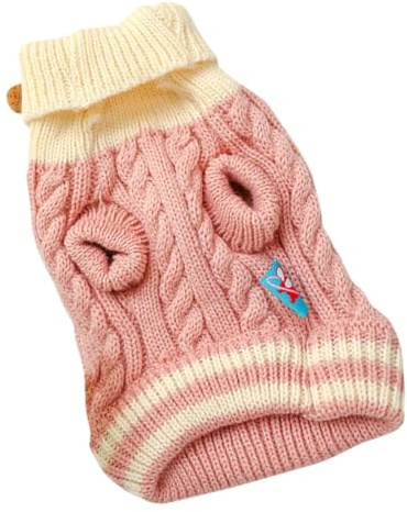 PLAFOPE Warmer Haustierpullover aus Strick mit Zopfmuster Rosa Weicher Hunde und Katzenpullover für Herbst Winter Gemütliche Hundebekleidung Größe S (ca 4–6 Kg) Zufällige Zufällige Farbe