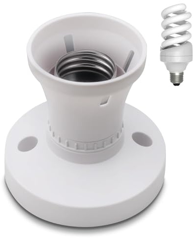 E27 Lamp Holder, Standard Edison Screw Bulb Socket, Durable E27 Light Fitting, Universal Replacement Lamp Base for LED, Incandescent & CFL Bulbs, Indoor Lighting Fixture for Home Office Commercial Use