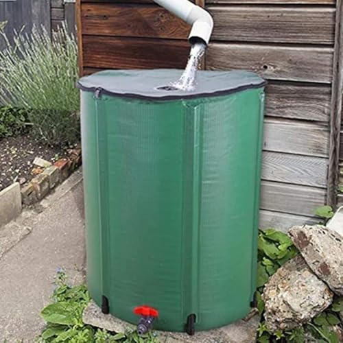 Barile per pioggia con beccucci e troppopieno, collettore d'acqua pieghevole per giardino e prato, ideale per grondaie