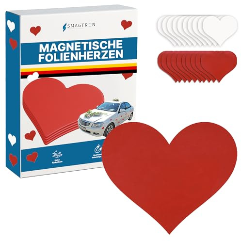 AUSWAHLANGEBOT Magnetherzen Magnetherz Hochzeits Schuck Valentinstag Magnetische Herzen in Rot Weiß Matt - Glänzend Schwarz selbstklebend (25 Stück, Rot)