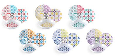 Excelsa Maioliche Servizio piatti 18 Pezzi, Porcellana, Multicolore