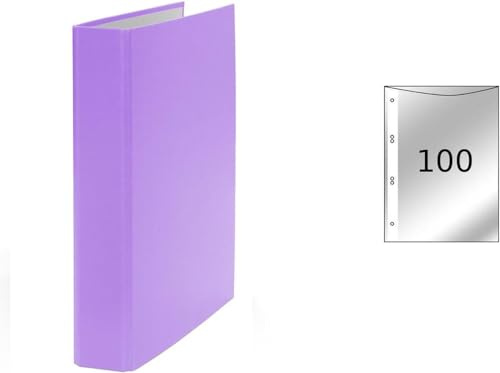 Ringbuch / DIN A5 / 4-Ring Ordner / Farbe: lila + 100 Prospekthüllen