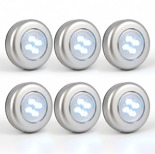 Eaxus® 6er Set LED Unterbauleuchte Touch Selbstklebend - Schrankleuchte/Küchenunterbauleuchte Batteriebetrieben für Küche, Garage & Co.