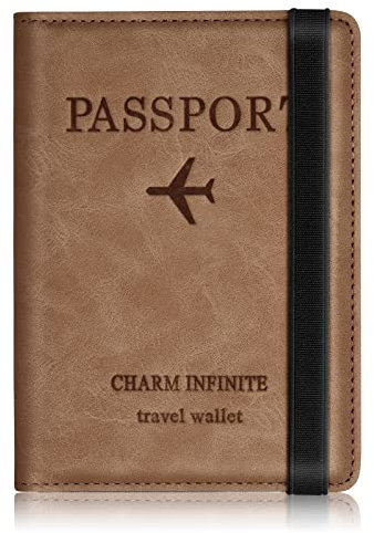 Toctax Reisepasshülle, Kunstleder Passhülle mit RFID-Blocker, Schutzhülle Tasche für Kreditkarten Damen Herren Reisepass Geschenk Passinhaberdeckel Karteninhaber, Ausweis und Reisedokumente （Kaffee）