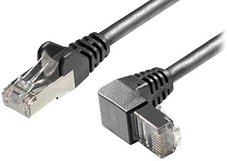 Sat-Fox Cat6A / S/FTP (PIMF) Patchkabel Netzwerkkabel RJ45 Stecker gerade auf RJ45 Stecker nach unten gewinkelt, 5 m