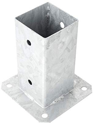 ADGO Support d'ancrage Carré à Visser pour Poteau 70 x 70 mm, Manchon de Support de Poteau de Clôture, pour Béton, Clôtures, Gazebos, Garage, Remises, Tôle Anticorrosion Argentée Galvanisée, 1 pièce