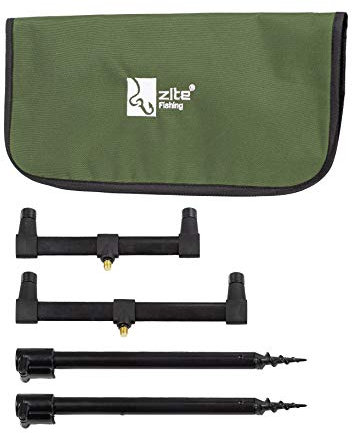 Zite Fishing Ruten-Auflagen Set - Teleskop Bank-Sticks 30-50cm & Buzzer-Bars als Rutenhalter Angel - Mit Transport-Tasch, Angelrutenhalter, Rutenauflage, Angelhalter, Angelrutenständer