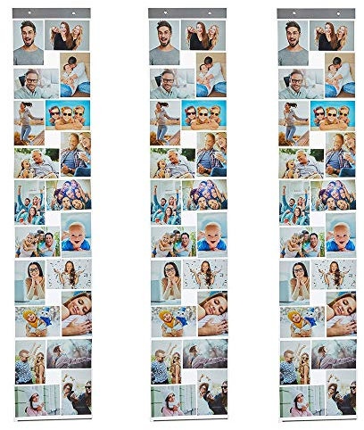 Cepewa Cortina fotográfica 20 Bolsillos para Fotos en Formato Horizontal y Vertical, Marco de 10x15 cm. 3X Cortina fotográfica.