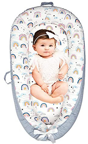 EAQ Baby-Nestchen für Neugeborene, weich, atmungsaktiv, 100 % Baumwolle, ideal für Nickerchen und Reisen 0–12 Monate, unverzichtbares Geschenk