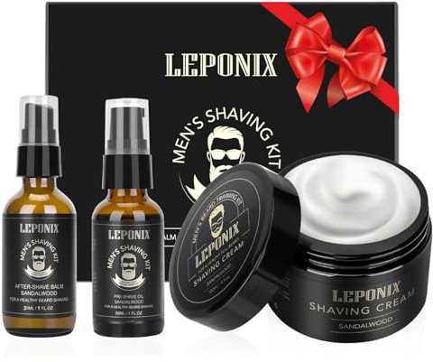 Kit Barba Uomo, Kit Rasatura Barba Uomo, Include Olio Barba Uomo, Crema Barba Uomo, Dopobarba Uomo - Schiuma da Barba di Lusso - Rasatura Morbida Bagnata, Set Regalo Natale, Cofanetto Regalo Uomo
