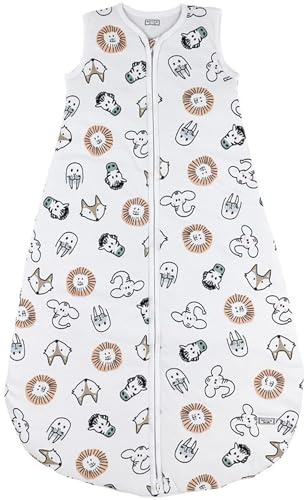Meyco Baby Animal Schlafsack gefüttert (aus 100% Baumwolle, mit Rundum-Reißverschluss, hautfreundlich, Faltenresistent, perfekte Passform, Größe: 110), Mehrfarbig