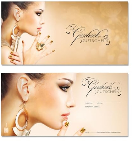 GESCHENKGUTSCHEINcom by POS-HAUER. 100 Gutscheine. Gutscheinkarten für Kosmetiksalons Nails Wimernverlängerung.