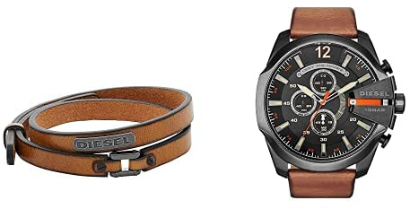 Diesel Herren-Edelstahl-Chronographenuhr und Schmuck-Set