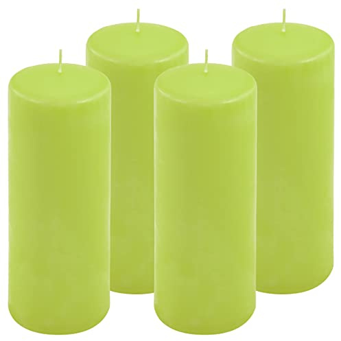 Stumpenkerze Höhe 20 cm Ø 7,5 cm lange Brenndauer Rund-Kerze Säulenkerzen Kerzen-Deko Tafelkerzen Weihnachts-Kerzen Hochzeit Xmas (hellgrün, 4)