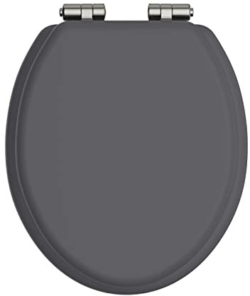 Heritage Graphite Toilet Seat with Soft Close Vintage Gold Hinges