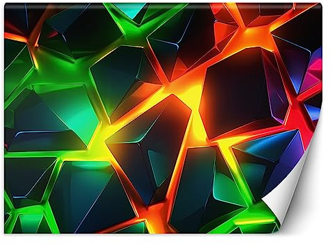 Feeby Carta Da Parati Neon Giocatore Gioco 350x245 cm multicolore XXL Decorazione Fotomurali Tessuto Non Tessuto Soggiorno Camera da letto Moderne Design Adolescente Effetto 3D