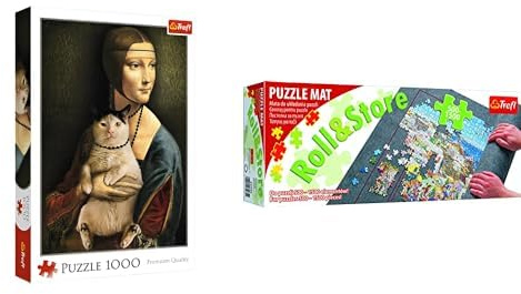 Bundle Trefl - Puzzle Mona Lisa mit Katze 1000 Teile + Puzzlematte, 500-1500 Teile Puzzle Trefl