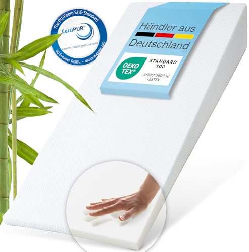 ELONEO Bettkeil Topper 90 x 190 cm aus Memory Foam, Matratzen-Keilkissen zur Bettneigung, Keilmatratze, Keilförmige-Matratzenauflage, Erhöhungskeil, Bezug waschbar