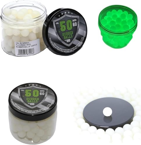 Rubber Balls phosphorescente en calibre 50 100 Rubber Balls réutilisables avec silicone vert pour entraînement à la maison défense paintball pistolets en 50 cal.