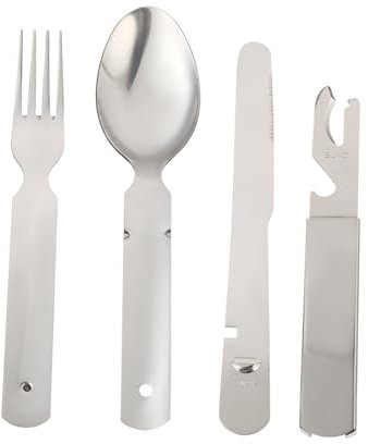 DIKACA 4-Teiliges Set Outdoor-Geschirr Reise besteck Campinggabel Reisebesteck Reiselöffel Reisecampingbesteck Wiederverwendbares Outdoor-Besteck Rostfreier Stahl Löffel reisen