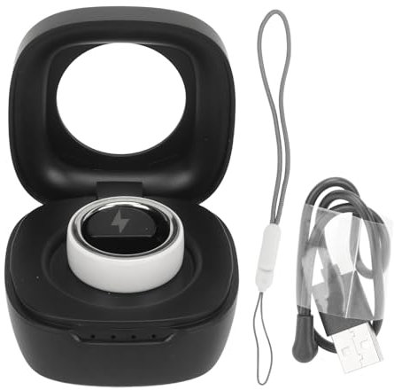 Smart Ring Gesundheits Tracker, Edelstahl Fitness Tracker Ring mit APP Schlafmonitor, Ladebox, Kamerasteuerung, Wasserdichter Ring für Männer und Frauen, Geburtstagsgeschenk (16#)