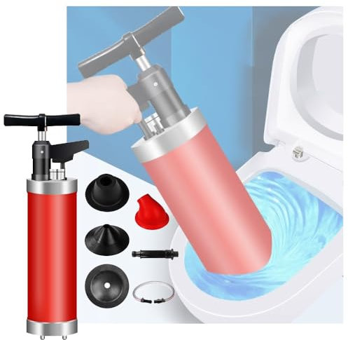 Verstopfung Entfernen Hochdruck WC Pömpel, Abflussreiniger Pumpe mit Luftkompression und Luftdruckanzeige, Toilettenkolben WC, für Toilette/Waschbecken/Badewanne/Bodenablauf
