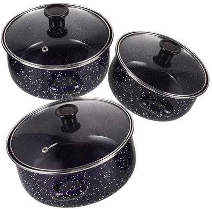 CIYODO Set Di Pentola Smaltata Con Coperchio Pentola Da Cucina Per Zuppa E Stufato Vintage Con Manico