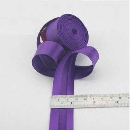 Schrägband Satin 25mm Gefalzt 31 Farben zum nähen Nahtband (Lila, 10 Metre)