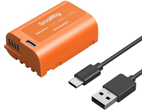 SMALLRIG DMW-BLK22 Battery 2520mAh USB-C Replacement for LUMIX GH5/S5-4979 | 2.5H Full Charged Battery for Panasonic LUMIX GH5 II, S5 II, GH7, GH6, S9, S9 II, S5 IIX, Orange
