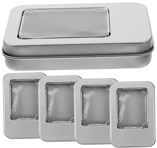 AOKWAWALIY 5St Dose aus Weißblech Ohrringhalter Weißblechdosen Keksdosen aufklappbare Blechbehälter leere Dosen storage boxes aufbwahrungs-box kleine Dosen mit Deckel Aufbewahrungsdose Silver