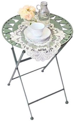 WOTZOV Klappbarer Terrassen-Beistelltisch, wetterbeständiger Bistrotisch, runder Metall-Beistelltisch für den Außenbereich, Retro-Couchtisch, tragbare Picknicktische, Pflan