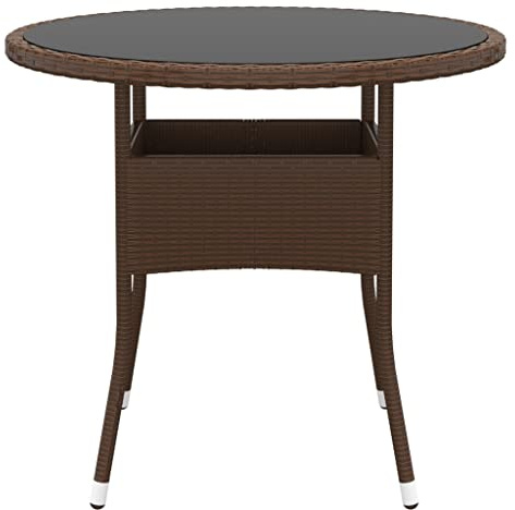 Hovothy Garten-Esstisch Runde Gartentisch Teetisch Multifunktionalen Couchtisch für Essen im Freien für Terrasse Hinterhof oder Garten Gartenmöbelstück Eleganten Design Braun 80x75 cm