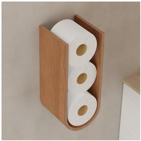 Toilettenpapierhalter Mehrere Rollen, Schwebendes Regal, Kirsche | Nachhaltiges Holz, minimalistisches Design, Aufbewahrung für kleine Bäder, auch für Deko, ca. 35x18x14 cm