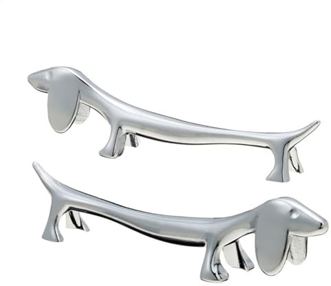 TQEBWUS 3er Essstäbchenablage Messerbank - Essstäbchen Ablage In Süßes Dackel-Design, 9x2.5 Cm Edelstahl Gabel Stand Für Besteck, Besteck, Messer, Edel Versilbert, Anlaufgeschützt, Spülmaschinenfest