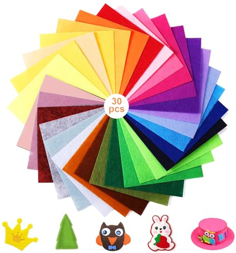 CANCYCC Bastelfilz 30 Farben Filzstoff 20X30 cm Filz zum Basteln für DIY Projekt Bunte Filz Blätter Felt Fabric für Kinder Vliesstoff Stoff Filzplatten für Handwerk Nähen Manual Decoration