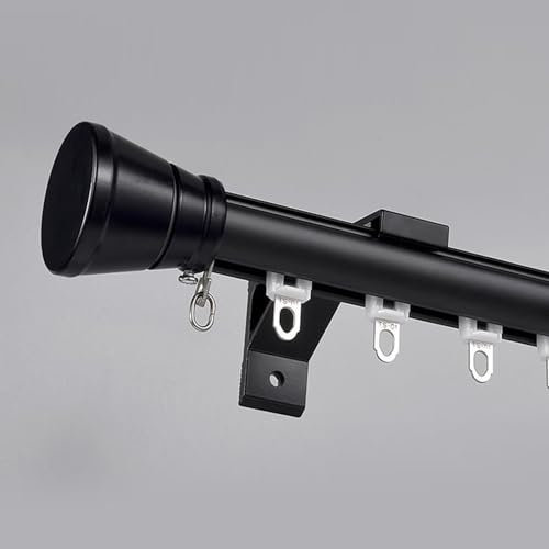 Tringle à rideau de douche ronde à fixation murale noire avec tringle coulissante simple découpable pour chambre à coucher 3 m
