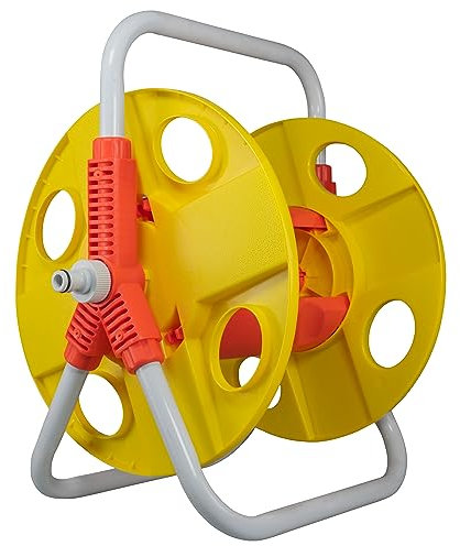 Garden Hose Reel Cart for 20m of 1/2 Hose – UV-Resistant Polypropylene, Stable & Durable, Side Hose Connector, Easy Crank Rewind, Tool-Free Assembly – Ideal for Outdoor Watering & Storage