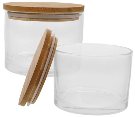 SHINEOFI 2pièces Verres Avec Couvercle Pots à Bougies Vides Verre Coupelles Transparentes Pour Bougies Diy