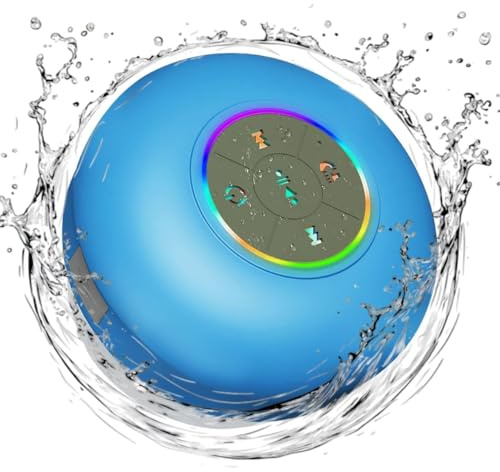 Luzsco Bluetooth-duschradio med LED – trådlös, bärbar minihögtalare med mikrofon och sugkopp, IPX4 vattentålighet för dusch, resor, pool, flodflod och