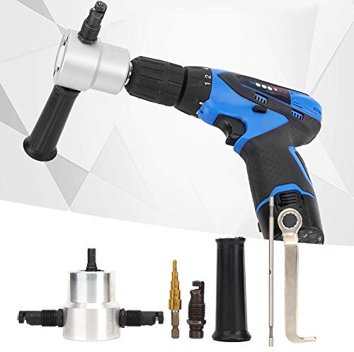 Double Head Cutter Metal, Sheet Nibbler Metal Sheet Cutter Nibbler with Wrench Parts 360-degree Adjustable Cutting Accessories