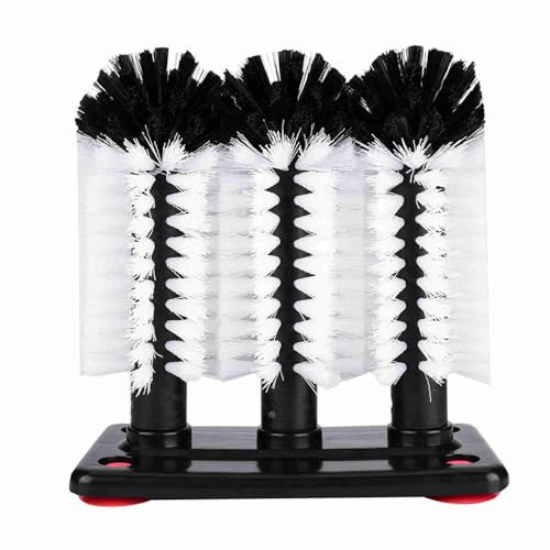 Glass Cups 3 Brushes, Plastic Glass Cups Washer Brush Cleaner Accessory Portable All Angle Twist Cleaning Accessory with Suction Base for Kitchen Bathroom Bar