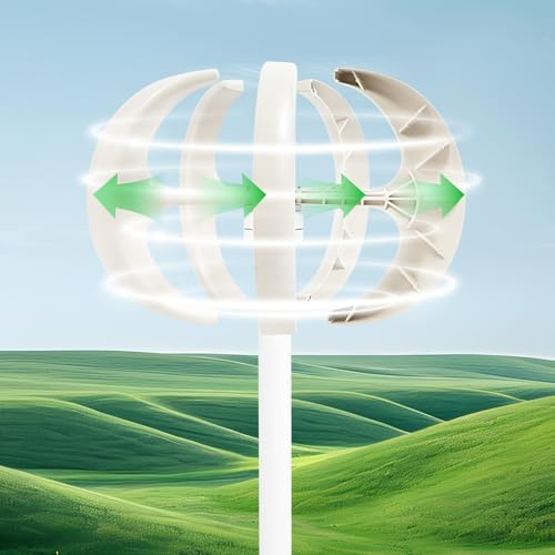 ROGONPDK 600W Lantern Windgenerator | 12V Vertikaler Windkraftanlage Windrad Turbine | 5 Blade Solargenerator | Vertikale Achse Windturbine Generator mit Steuergerät | Betriebstemperatur: -40～80℃