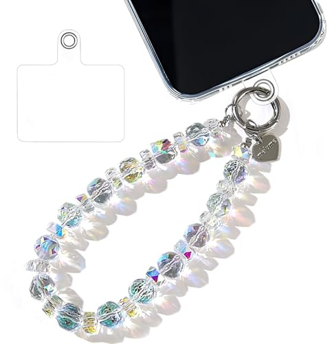Mlysnd Phone Wrist Strap, Beads Charm,Crystal Phone Wrist Strap,Transparent