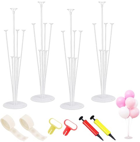 4 Sets Plastic Balloons Stands, Balloon Holder, 70cm Balloons Sticks Table Stand for Birthday Party, Graduation, Wedding Festival Decorations