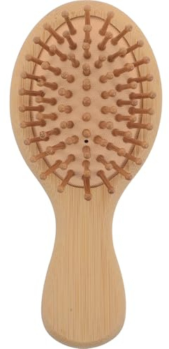 Peigne de Massage du Cuir Chevelu en Bambou, Mini Dents Rondes | Format Paquet à Main et Bureau, Démêle en Douceur, Beige, pour Femmes, Accessoire Compact de Voyage