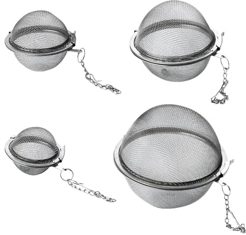 4 Stück Gewürzei,Teeei Für Losen Tee,Gewürzkugel Zum Kochen,Ei Gewürzbeutel Gewürzboxen,Feinmaschiger Teefilter Mit Kette,Gewürznetz Reusable,Für Losen Tee Mulling Gewürze Kräuter Würze(4 Größen)