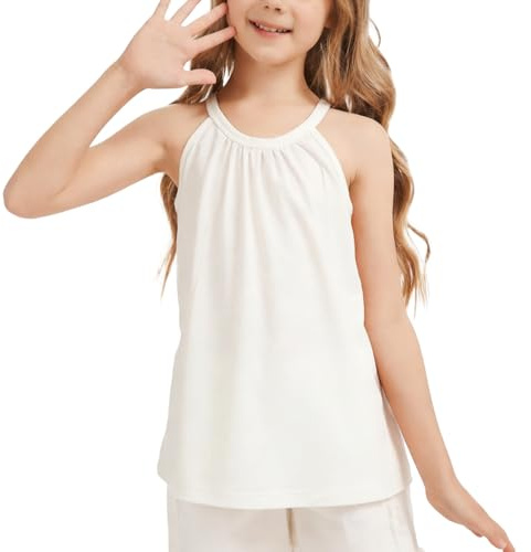 ANYFITTING Kinder Neckholder Top Ärmelloses Mädchen Oberteil Locker Geschnitten Sommer Tanktop Ohne Ärmel Weich Material Atmungsaktiv Für Mädchen Im Sommer Freizeit Alltag Schule
