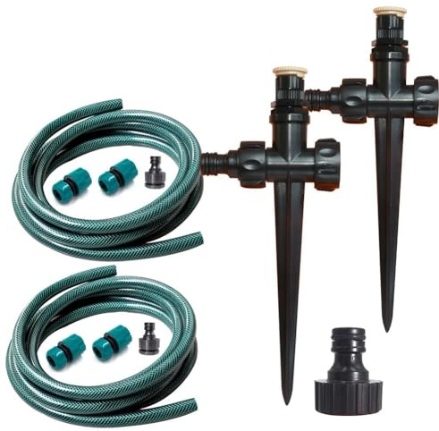 QOXEZY Kit di irrigazione fuori terra fai da te - Set di irrigatori per prato multi-regolabili con copertura dell'acqua di precisione, costruzione in plastica, per giardini domestici