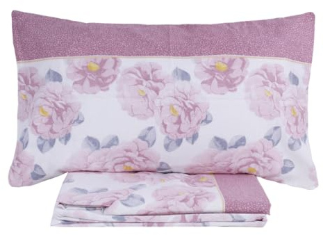 SaRani Completo Lenzuola Letto Matrimoniale in Flanella di Cotone con Motivo Floreale (Fiori Rosa, Matrimoniale)